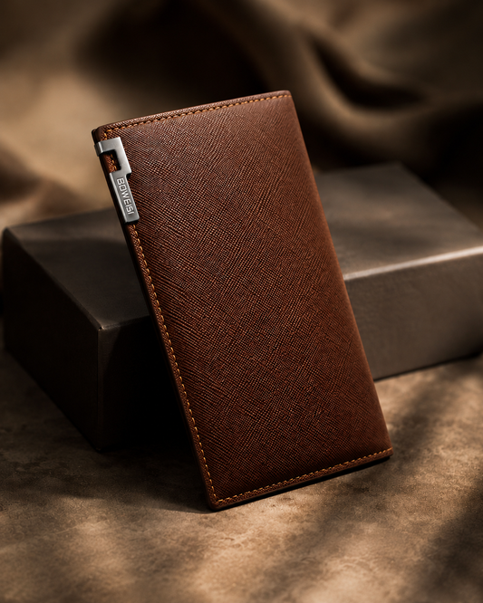 Wallex Premium Brown Leather Long Wallet for Men – BOWEISI