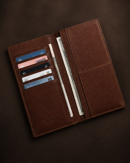 Wallex Premium Brown Leather Long Wallet for Men – BOWEISI