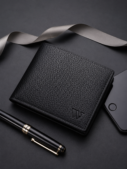 WOLEX Store Premium Black Leather Bifold Wallet – Minimalist RFID Wallet for Men