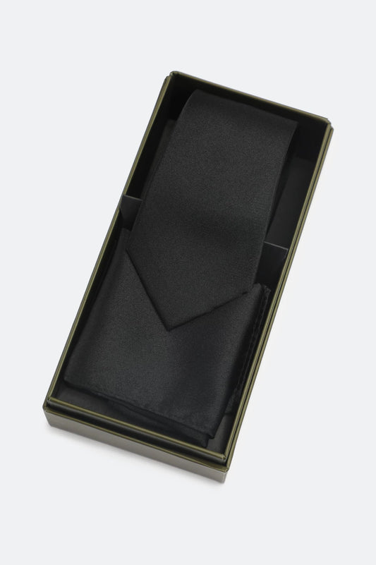 Black Tie With Pocket Square