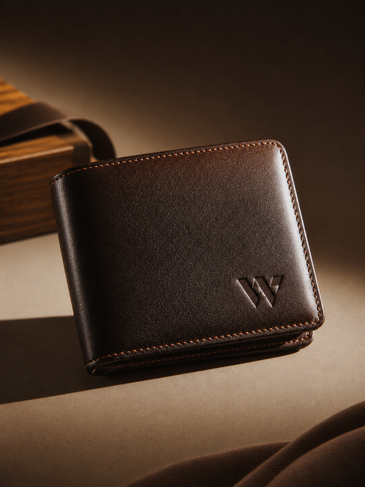 WOLEX Premium Brown Leather RFID Bifold Wallet for Men – Slim Minimalist Wallet